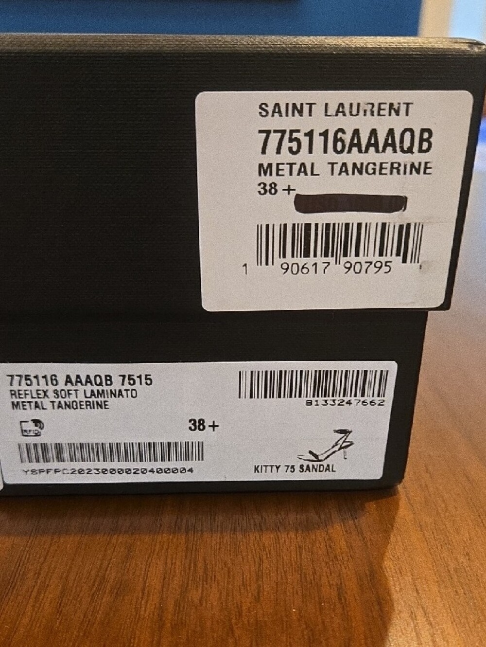 YSL Saint Laurent Metallic Gold Tangerine Kitty Sandal - Picture 13 of 13